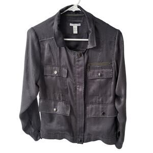 ASTARS Gray Shimmery Lightweight Utility Jacket - XS